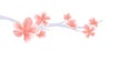 Branch of Sakura with Pink flowers isolated on White background. Sakura flowers. Cherry blossom. Vector EPS 10, cmyk Royalty Free Stock Photo