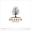 Branch Tree Hand drawn Logo Design Template Royalty Free Stock Photo