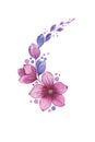 Branch wish watercolor decorative flowers.