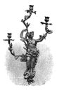 Branched Candelabra, vintage engraving