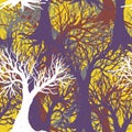 branched trees seamless pattern