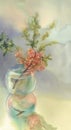 Branches of blooming quince still-life watercolor