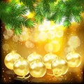 Branches of fir tree and glass balls Royalty Free Stock Photo