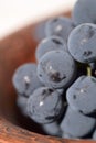 Branches of grapes just picked in ceramic plate closeup Royalty Free Stock Photo