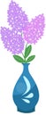 Branches of lilac flowers in a vase icon. Potted plant. Vector illustration Royalty Free Stock Photo
