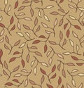 Branches seamless pattern. Floral drawn background with leafs. Texture for textile, wallpapers, crafts, prints