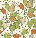 Branches seamless texture. Decorative modern floral background. Pattern with leafs