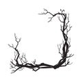 Branches tree roots frame woodcut vintage Line art. vector illustration