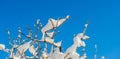 Branches of trees covered with snow against the blue sky in the Royalty Free Stock Photo