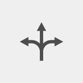 Branching arrow flat vector icon. Arrow triple flat vector icon Royalty Free Stock Photo