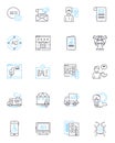 Brand activation linear icons set. Experience, Engagement, Connection, Buzz, Innovation, Impact, Strategy line vector