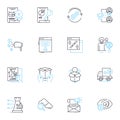 Brand activation linear icons set. Experience, Engagement, Connection, Buzz, Innovation, Impact, Strategy line vector