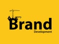 Brand branding development illustration with sillhouette text crane bulldozer and construction