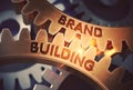 Brand Building on Golden Gears. 3D Illustration.