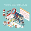 Brand Building Isometric Concept