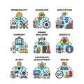 Brand Building Set Icons Vector Illustrations