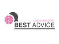 Brand for consulting agency, best advice. Logo design with symbol of speech bubble and brain.