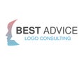 Brand for consulting agency, best advice. Logo design with symbol of speech bubble and face of woman.