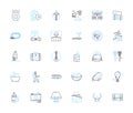 Brand generation linear icons set. Innovation, Creativity, Vision, Differentiation, Dynamics, Uniqueness, Identity line