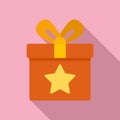 Brand gift box icon flat vector. Public media Royalty Free Stock Photo