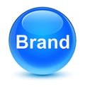 Brand glassy cyan blue round button