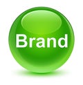 Brand glassy green round button