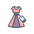 Color illustration icon for Brand, frock and women