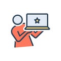 Color illustration icon for Brand, star and best