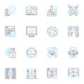 Brand identity linear icons set. Consistency, Uniqueness, Clarity, Authenticity, Memorability, Visibility, Loyalty line