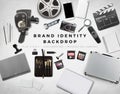 BRAND IDENTITY MOCKUP GRAPHIC BACKGROUND HERO IMAGE HEADER Royalty Free Stock Photo