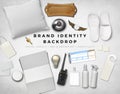 BRAND IDENTITY MOCKUP GRAPHIC BACKGROUND HERO IMAGE HEADER Royalty Free Stock Photo