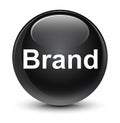 Brand glassy black round button