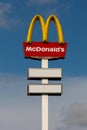 Logo on column of McDonalds fast food restaurant PÃÂ©cs, Hungary - 08. June 2023