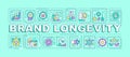 Brand longevity word concepts turquoise banner