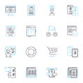 Brand marketing linear icons set. Positioning, Differentiation, Branding, Identity, Targeting, Messaging, Perception