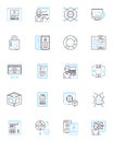 Brand marketing linear icons set. Positioning, Differentiation, Branding, Identity, Targeting, Messaging, Perception