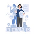 Brand marketing promotion multitasking flat illustration