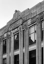 Brand name and art deco style elephant heads above the former montague burton buildings in halifax west yorkshire