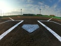 A brand new baseball field before the game.