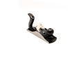 Brand new bench hand plane made from durable cast iron with plastic handle contoured grip and adjustable steel alloy blade Royalty Free Stock Photo