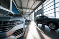 Brand new cars at dealer showroom. Perfectly polished. Natural lighting Royalty Free Stock Photo