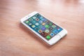 Brand new iPhone 7 silver with home screen Royalty Free Stock Photo