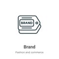 Brand outline vector icon. Thin line black brand icon, flat vector simple element illustration from editable fashion and commerce