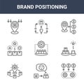 9 brand positioning icons pack. trendy brand positioning icons on white background. thin outline line icons such as business,