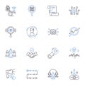 Brand positioning line icons collection. Uniqueness, Identity, Perception, Differentiation, Consistency, Value