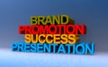 Brand promotion success presentation on blue