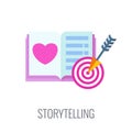 Brand storytelling icon. Flat vector cartoon illustration.