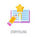 Brand storytelling icon. Flat vector cartoon illustration.