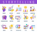 Brand storytelling icons set. Brand connection with customers.