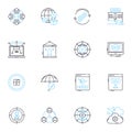 Brand strategy linear icons set. Positioning, Differentiation, Messaging, Persona, Storytelling, Identity, Consistency